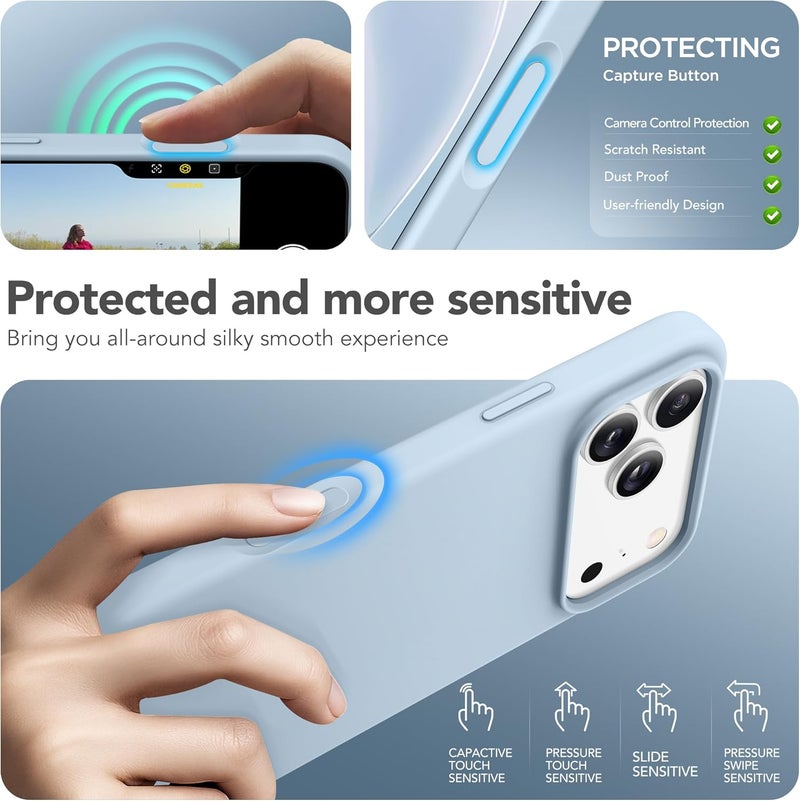 GONEZ Magnetic for iPhone 17 Pro Max Case, Compatible with MagSafe, [Screen Protector + Camera Lens Protector], Liquid Silicone Anti-Scratch Shockproof Protective Phone Case 6.9 inch, Blue - Image 5